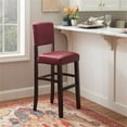 thumbnail image 2 of Pemberley Row Faux Leather Dark Red Bar Stool Rectangular Foam Padded Seat 30" Unassembled, 2 of 10