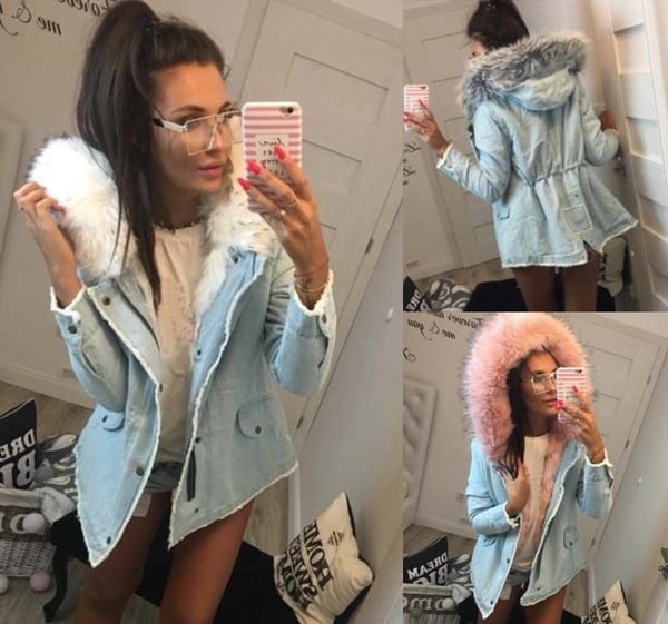 womens fur denim jacket