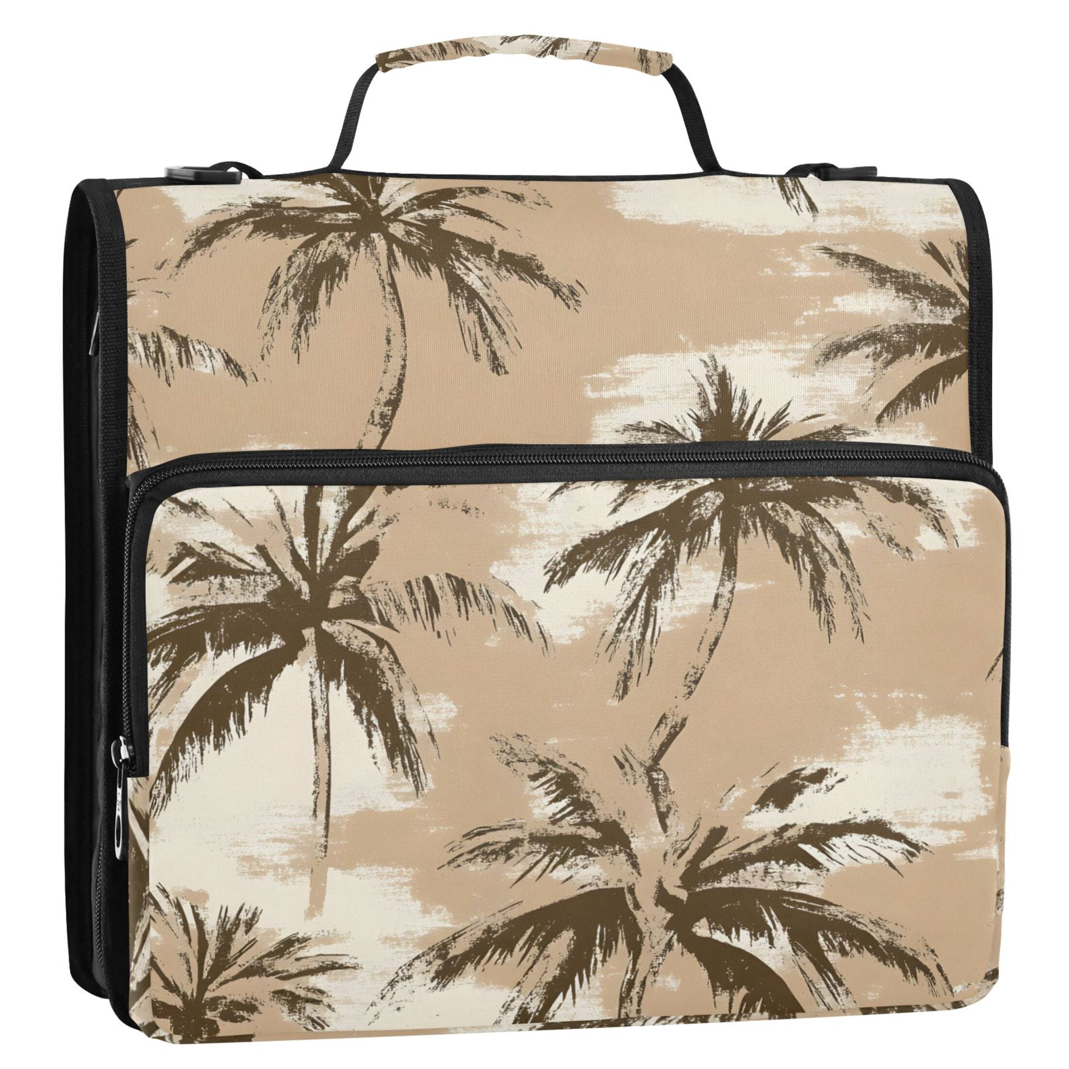 ALAZA Zipper Binder Retro Palm Tree Pattern 3 Ring Trapper Keeper File Folder Organizer Bag