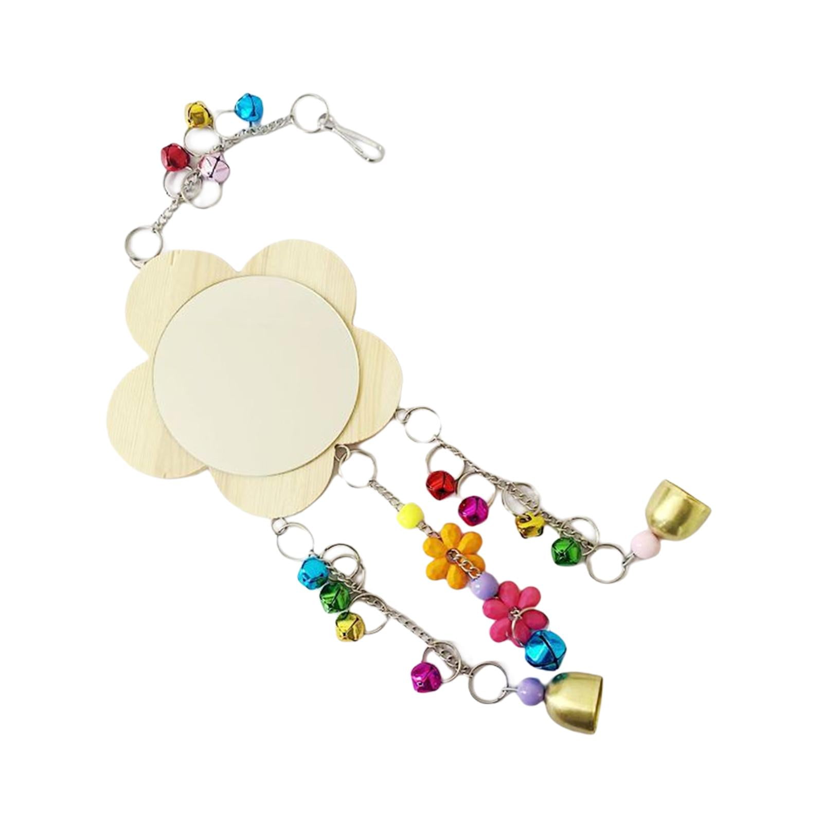 Chicken Toys for Hens with Mirrors Chicken Wooden Mirror Toy with Bell Roosters 139g