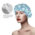 thumbnail image 2 of KLL Blue Fish Scale Texture Pattern Shower Cap & Bath Cap for Women,Reversible Oversized Waterproof Shower Caps for all Hair Lengths,Elastic Reusable Bathing Hair Cap, 2 of 6