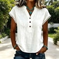 thumbnail image 5 of MAFYTYTPR Women's Lace Trim Cap Sleeve V-Neck Crinkle Cotton Blouses Spring Summer Casual Tops for Everyday Wear S-3XL Plus Size, 5 of 9