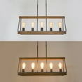thumbnail image 6 of LNC  Martin 5-Light Brown Wood Grain and Brushed Gray Farmhouse Cage LED Chandelier, 6 of 13