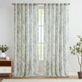 thumbnail image 3 of CURTAINKING Linen Curtains Floral Curtains for Living Room 90 Inch Length Blue Printed Curtains Rod Pocket Back Tab Farmhouse Peony Flower Patterned Drapes Bedroom Window Curtain Set 2 Panels, 3 of 8
