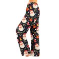 thumbnail image 2 of WTOBBY Women's Cozy Plush Christmas Pattern Pajama Pants - Holiday Themed Sleepwear with Soft Fleece Lining for Winter Home Lounge and Relaxation - Comfortable Fit,Black S, 2 of 5