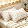 thumbnail image 4 of NAYOROOM 3-Piece Pink Blue Floral Reversible Duvet Cover Queen Set, Soft Pink Striped Bedding Set for Adults, 4 of 9
