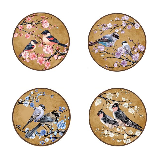 Pegatinas de pared invisibles con ramas de flores y pájaros de colores, sin pegamento, fondo decorativo de pared