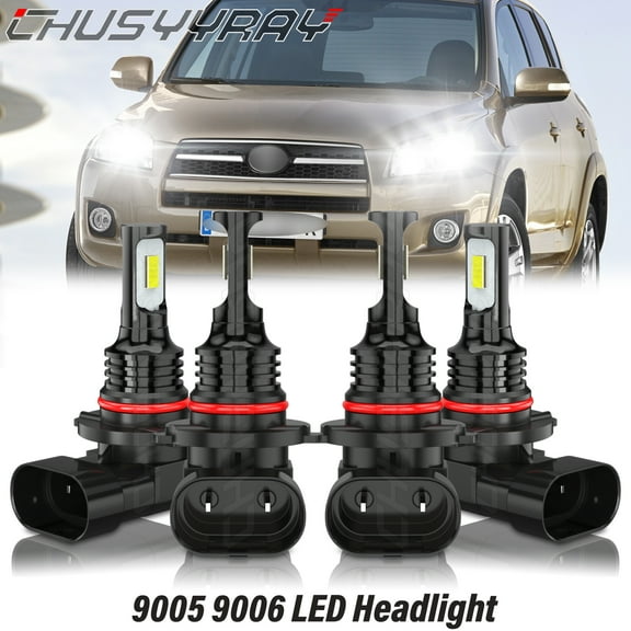 For Toyota RAV4 2009 2010 2011 4x 9005 9006 LED Headlight Bulbs High Low Beam Bulbs Kit 6000K White