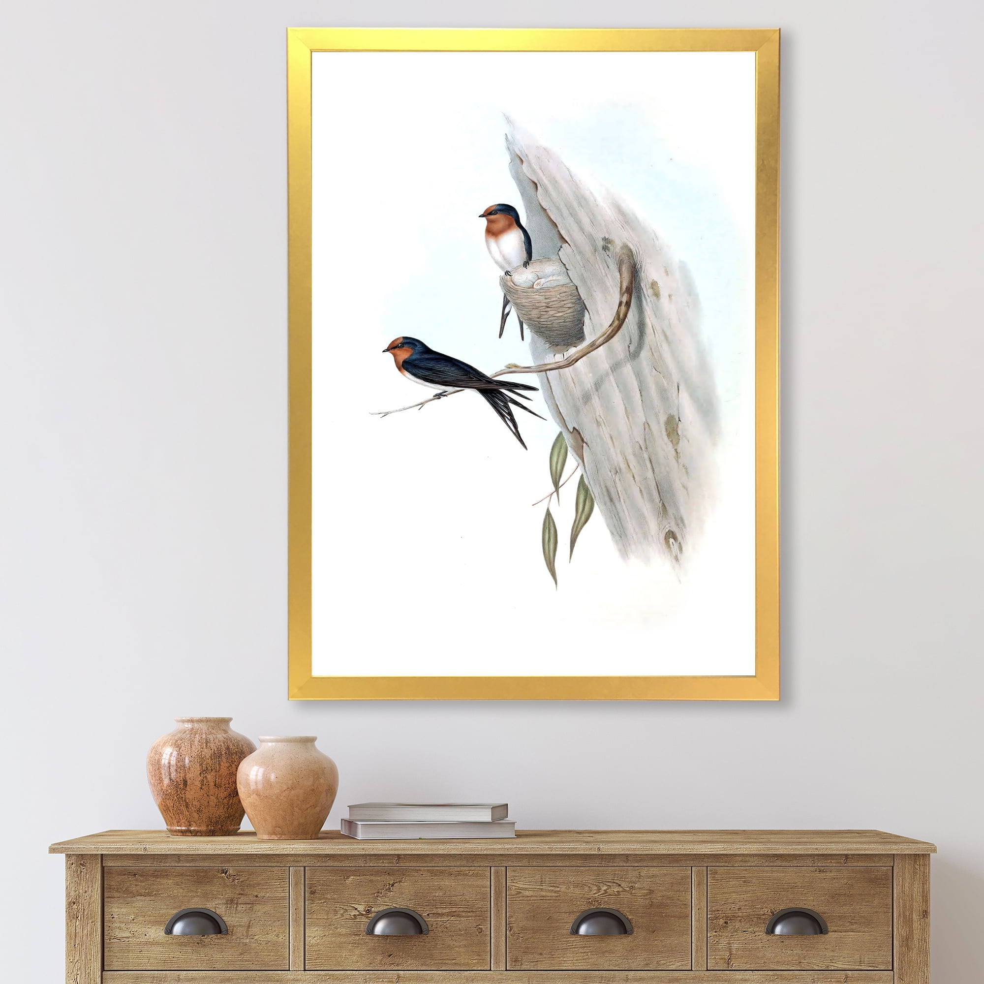 Designart 'Ancient Australian Bird Illustrations II' Traditional Framed Art Print