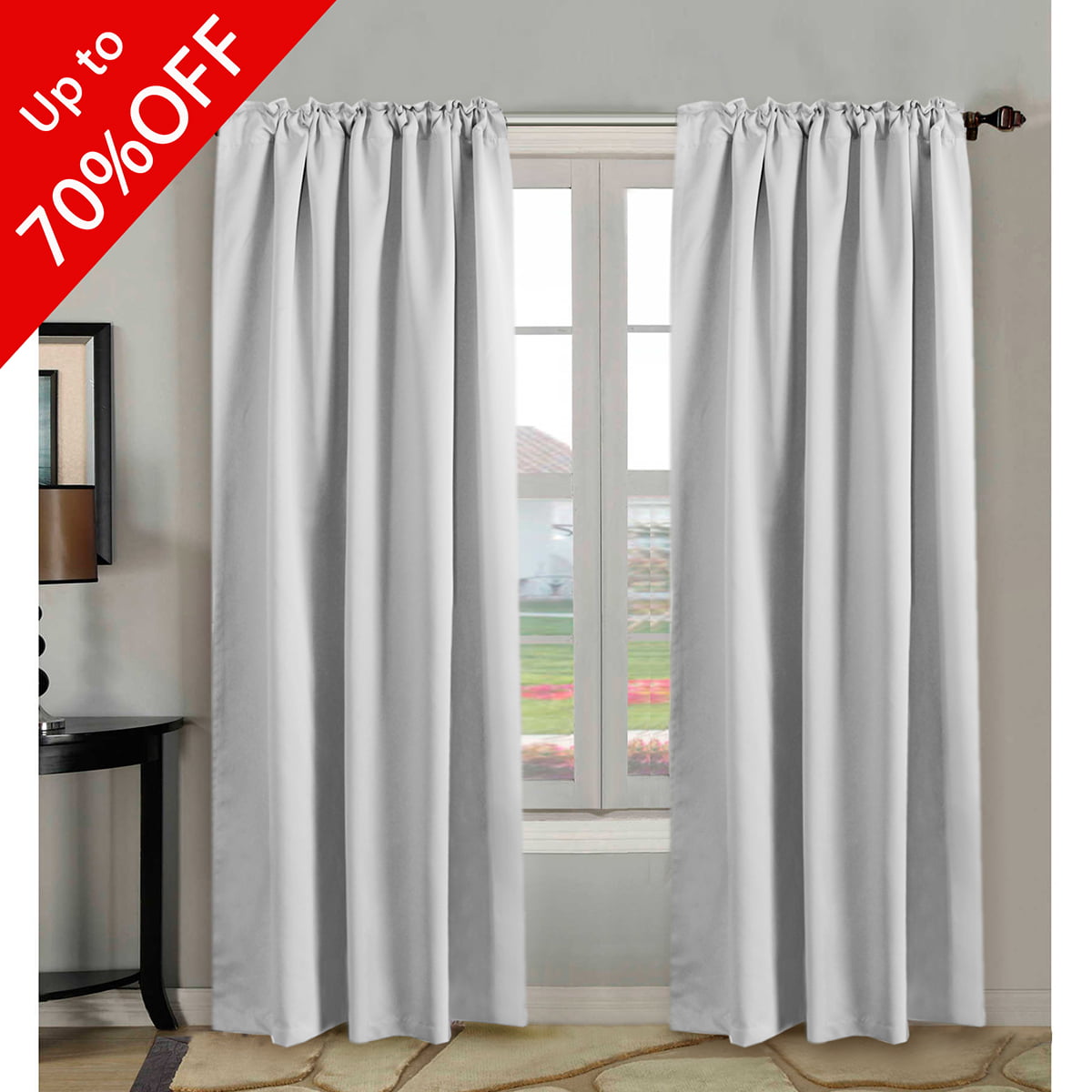 Blackout White Curtains, Thermal Insulated White Drapes for Window