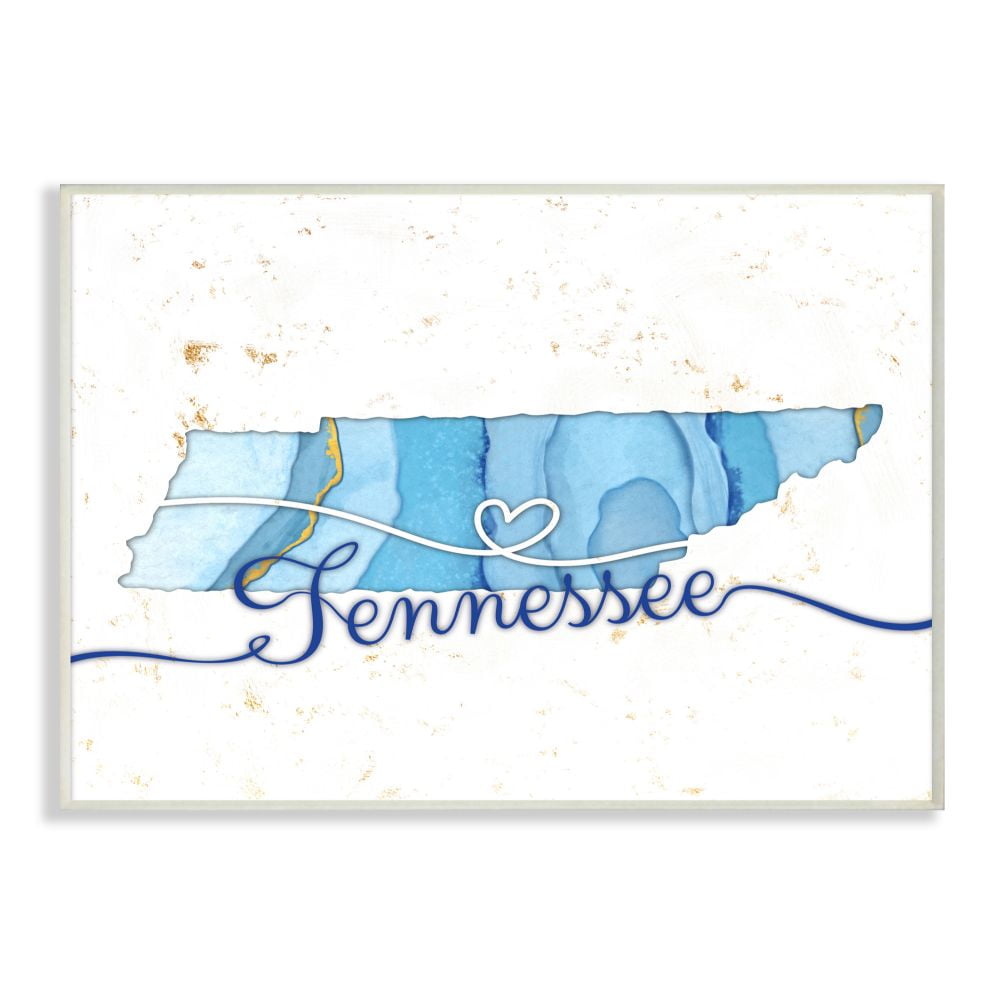 Stupell Industries Tennessee Agate Blue US State Design Wall Plaque by Ziwei Li