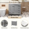 thumbnail image 6 of Euroco 36" Gray Bathroom Vanity with Ceramic Sink Combo, Abundant Storage Cabinet -2 Soft close doors and 5 drawers, 6 of 9