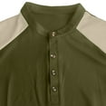 thumbnail image 4 of HomeDM Men's Henley Button Down Shirts, Color Block Short Sleeve Casual Basic Tee Summer Lightweight T Shirts, Army Green, 4 of 8