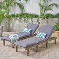 thumbnail image 3 of Alisa Outdoor Acacia Wood Chaise Lounge with Cushions, Set of 2, Dark Gray, 3 of 15
