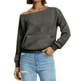 thumbnail image 6 of Mohiass Womens Off the Shoulder Sweatshirt Oversized Long Sleeve Tops Trendy Cute Loose Plain Fall Hoodie with Pocket Dark Gray XXL, 6 of 7