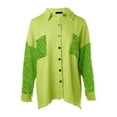 thumbnail image 7 of Clearance! Baqcunre Women's Clothing, Women's Jacket Sequin Patchwork Long Sleeve Jacket Top Button Front Oversized Denim Shacket Valentines Day Gifts, 1PC Blouse Green2 S, 7 of 7