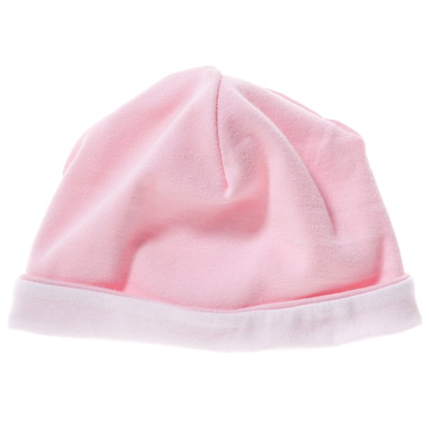 Bella Canvas- Gorro de canalé reversible para bebé unisex (Rosa/Blanco)