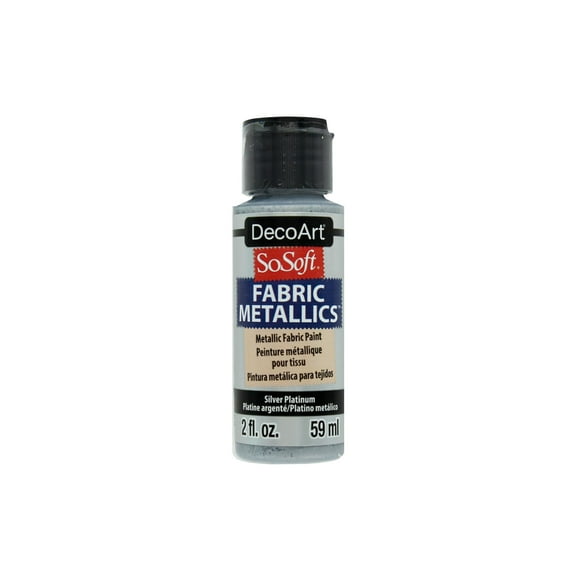 DecoArt SoSoft Fabric Metallics Acrylic Paint 2oz-Silver Platinum