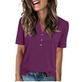thumbnail image 2 of Womens Summer Tops 2026 Short Sleeve Shirts Beach Vacation Outfits Dressy Casual Blouses Purple M, 2 of 5