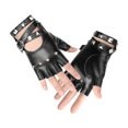 thumbnail image 2 of Guantes de cuero sintético con remaches estilo punk para mujer, de medio dedo, sin dedos, para actuaciones en escenarios, 2 of 5