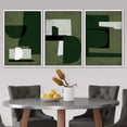 thumbnail image 3 of PixonSign Framed Canvas Print Wall Art Set Green White Geometric Mid-Century Figures Abstract Shapes Illustrations Modern Art Boho Decorative for Living Room, Bedroom, Office - 16"x24"x3 WHITE, 3 of 5