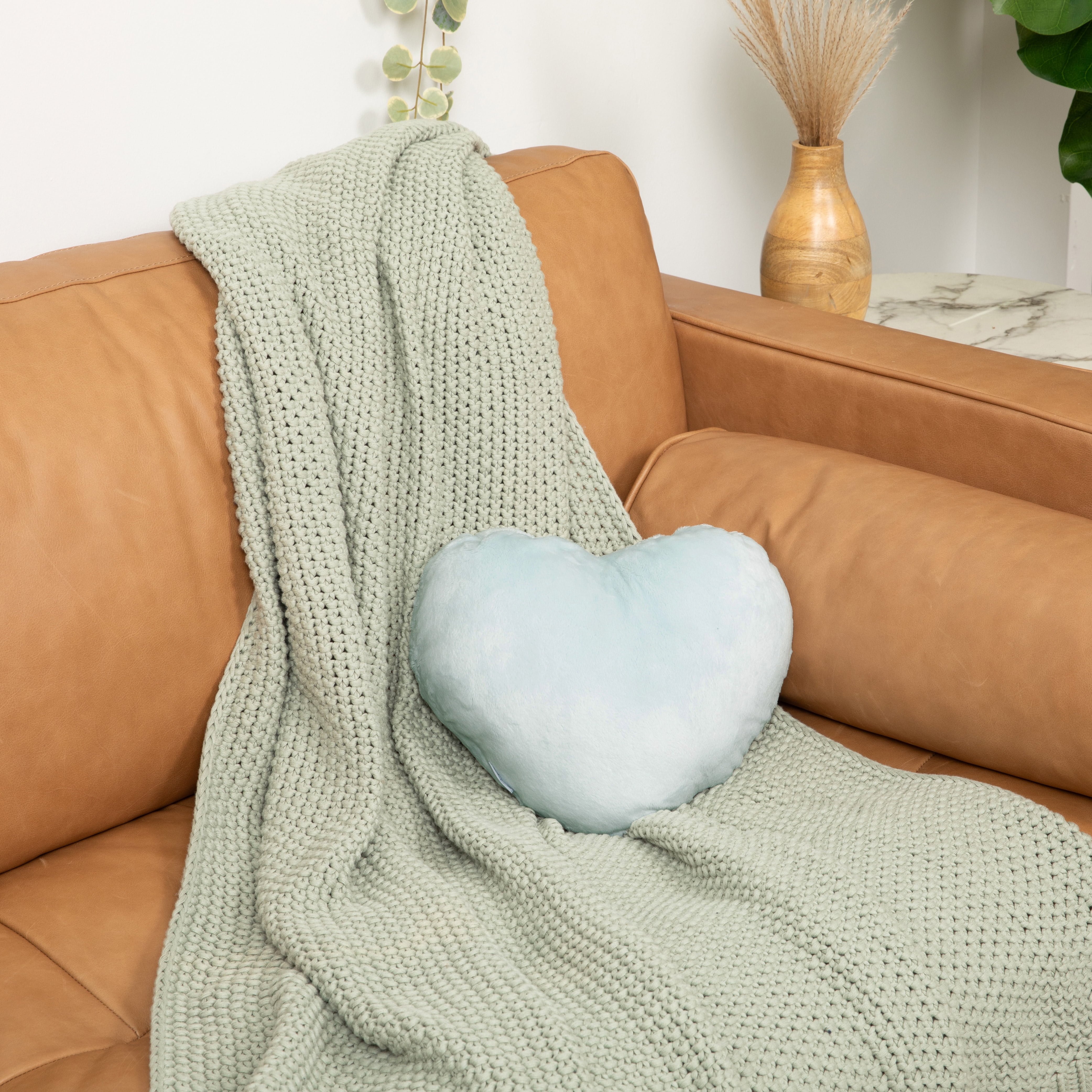 Hugimals Heart to Hug Pillow in Mist | 5 lb Cozy Weighted Pillow for Self Care Ultra Soft Sensory Anxiety and Stress Relief for Comfort, Relaxation, Sleep - Thoughtful Gift for Adults and Teens