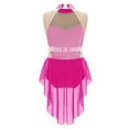 thumbnail image 5 of TiaoBug Gymnastics Leotards for Girls Sleeveless Rhinestones Backless High-low Skirt Bodysuit Skating Dance Dress Pink&Hot Pink 8, 5 of 6