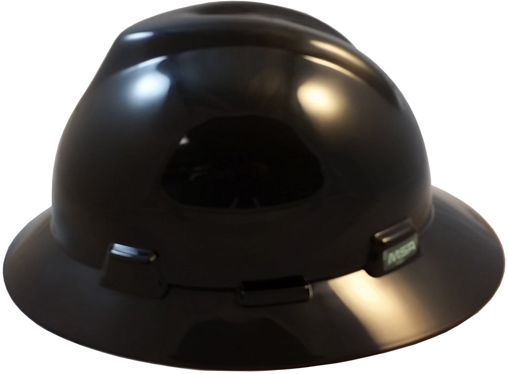 MSA V-Guard with Staz On Suspensions - Full Brim Hard Hats and Safety Tote - Black