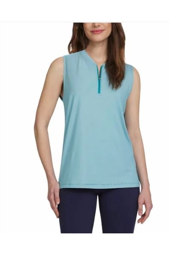Ladies' Active Quarter Zip Sleeveless Polo, Blue XXL