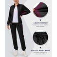 thumbnail image 6 of Women's 2Pc Full Zip Tracksuit, 4 Way Stretch Breathable Jogger with Zipper Pockets for Gym Running Black M, 6 of 8