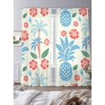 thumbnail image 3 of Sheer Curtains 96 Inches Long 2 Panels, Summer Red Flower Blue Pineapple on Retro Rod Pocket Curtain Voile Draperies, Summer Plant Light Filtering Window Treatment for Living Room Kitchen Bedroom, 3 of 8