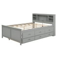 thumbnail image 3 of Bellemave Full Size Captain Bed with Storage Bookcase Headboard and USB Charging Ports Storage Platform Bed with Trundle and Drawers Wooden Bed Frame for Teens, Adult (Full, Gray), 3 of 10
