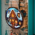 thumbnail image 6 of LSLJS Christmas Window Hanging Ornaments, 11.8 inch Round Resin Santa Snowman Snowhouse Pattern Stained Glass Style with Hook Flat Double-sided Colorful Sun Catcher Christmas Decorations for Wall, 6 of 6