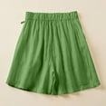 thumbnail image 4 of ShomPort Women's Cotton Linen Cute Shorts A-Line Wide Leg Elastic Waist Button Shorts with Pockets, 4 of 4