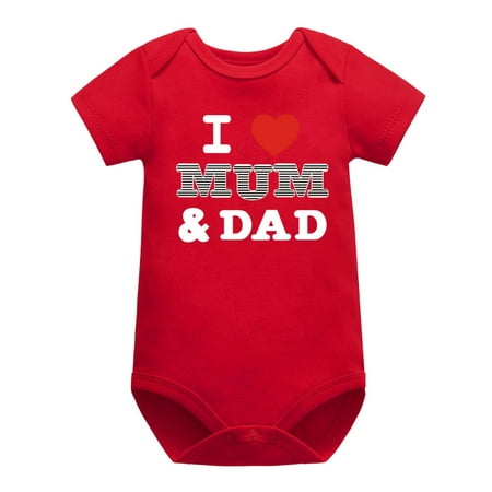 

Jsezml I Love Mum &Dad Bodysuit For Newborn Baby Comfy Onesies For Boy Girl Summer Short Sleeve Casual Romper Playwear