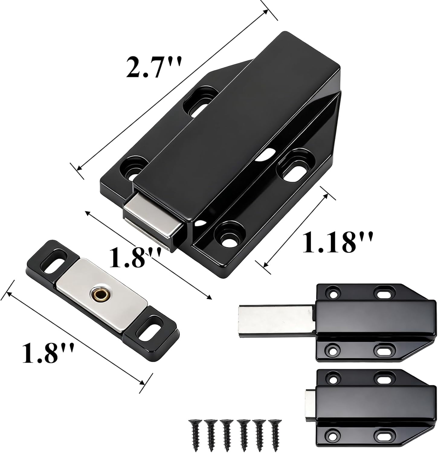 JJEAN-16 Pack Magnetic Cabinet Door Latch, Heavy Duty Drawer Lock Catches, Push to Open Cabinet Hardware Kit, Kitchen Door Easy Release Hidden Latches for RV, Cupboard, Wardrobe, Glass Cabinets
