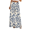 thumbnail image 4 of Womens Pants Elastic Waist Printed Wide Leg Drawstring Pocket Full Length Pants, 4 of 4