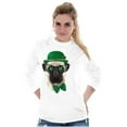 thumbnail image 5 of Cute St Pattys Day Leprechaun Pug Women's Long Sleeve T Shirt Brisco Brands S, 5 of 6