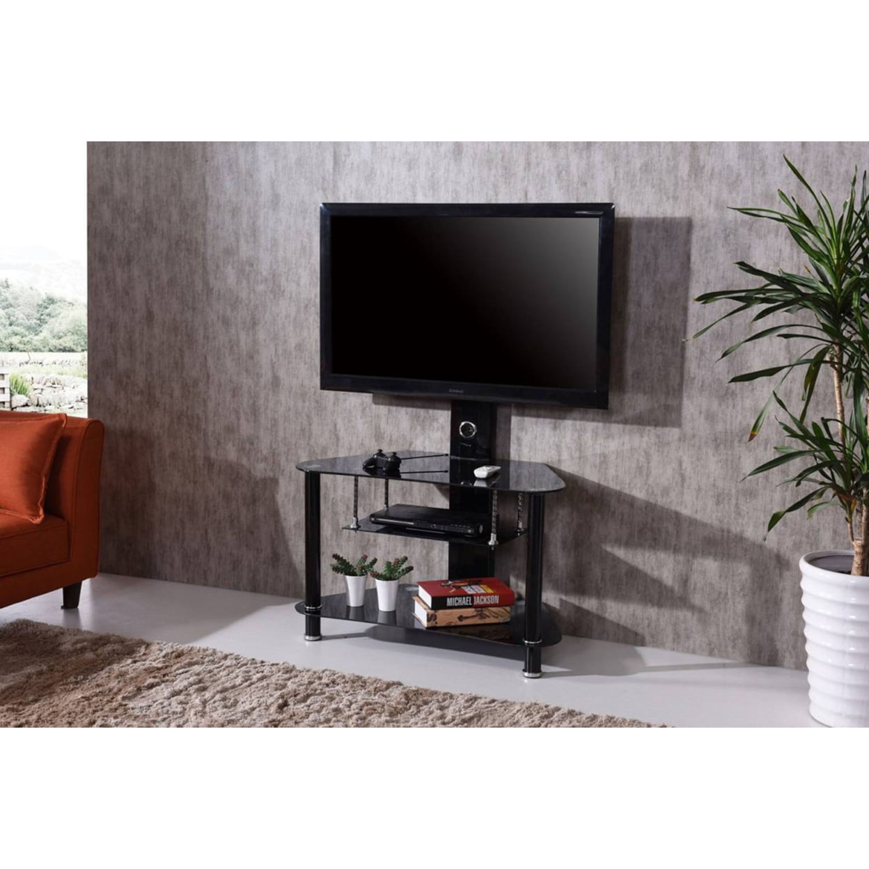 Multifunctional TV Stand Black Muebles Para Televisor De Sala Height  Adjustable Stand Swivel Tier Storage Rack
