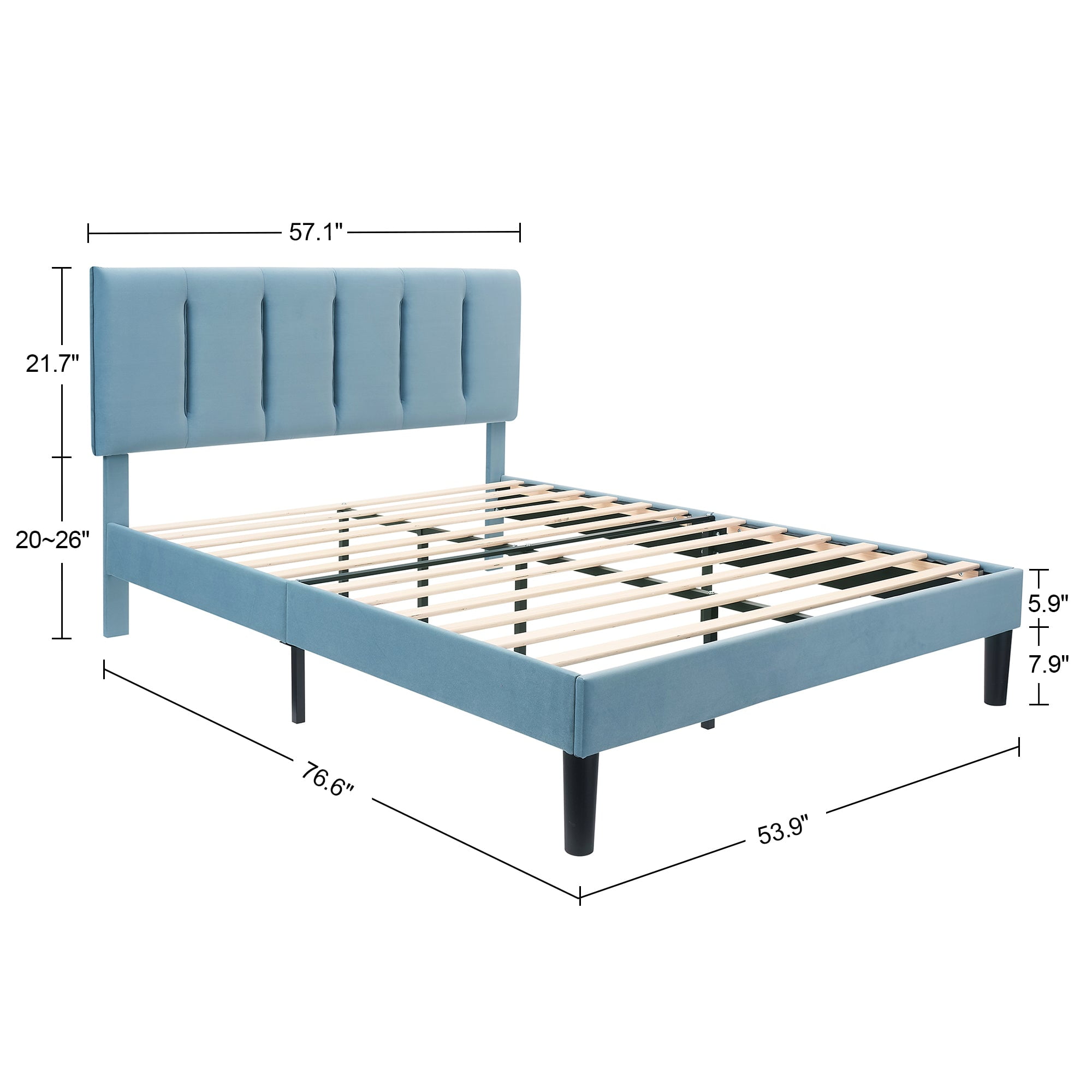 VECELO Queen Size Upholstered Platform Bed Frame, Adjustable Headboard and Wooden Slats Support, No Box Spring Needed/Easy Assembly, Pink