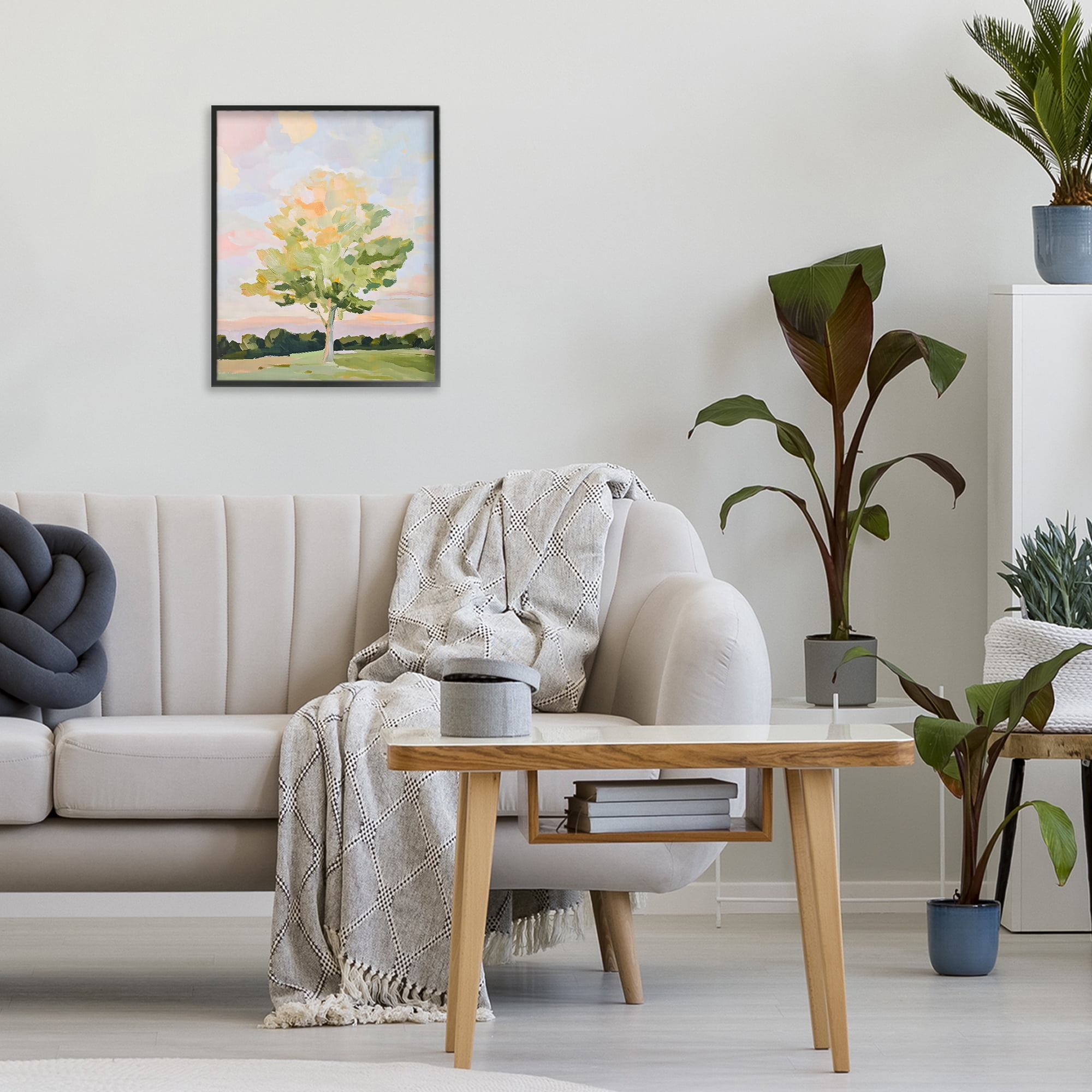 Stupell Industries Sunlit Tree Landscape Impression Black Framed Giclee Art, design by The Prints Vibe