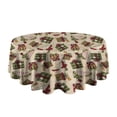 thumbnail image 5 of Beige Christmas Gift Pattern Round Tablecloth 60"x60",Wrinkle Wipeable Table Cloth for Kitchen Dining Room Picnic Patio Party, 5 of 6