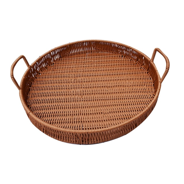 Bandeja organizadora de almacenamiento tejida a mano, bandeja para servir, contenedor para bocadillos y alimentos. 20cmx4cm