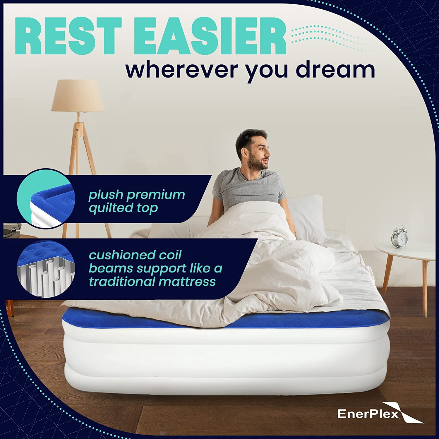 EnerPlex Air Mattress with Built-in Pump - Double Height Inflatable Mattress for Camping, Home & Portable Travel - Twin, 18 Inch