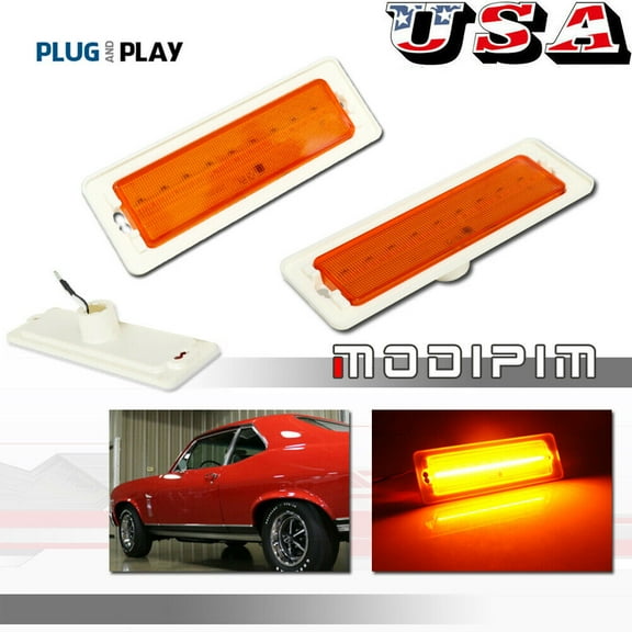 Amber lens LED front corner side marker indicator light suitable for 1970-1974 Chevrolet Nova-