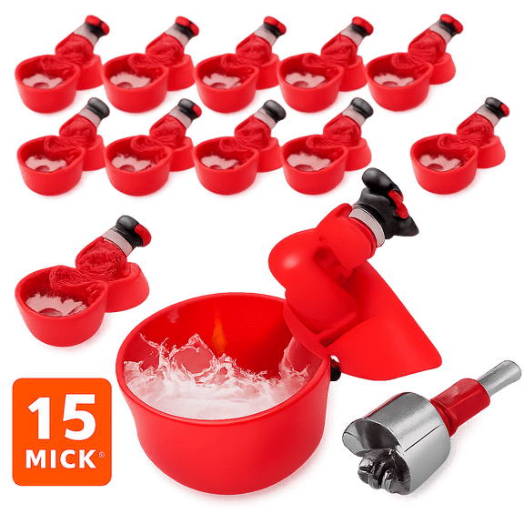Square 10-Pack Automatic Poultry Waterer Cups, 2.56-Inch Drinker with Mounting Hole Opener, DIY Chicken Coop Water Dispenser for Hens Ducks Bucket System