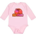 thumbnail image 3 of Inktastic Pink Aloha Palm Girls Long Sleeve Baby Bodysuit, 3 of 5