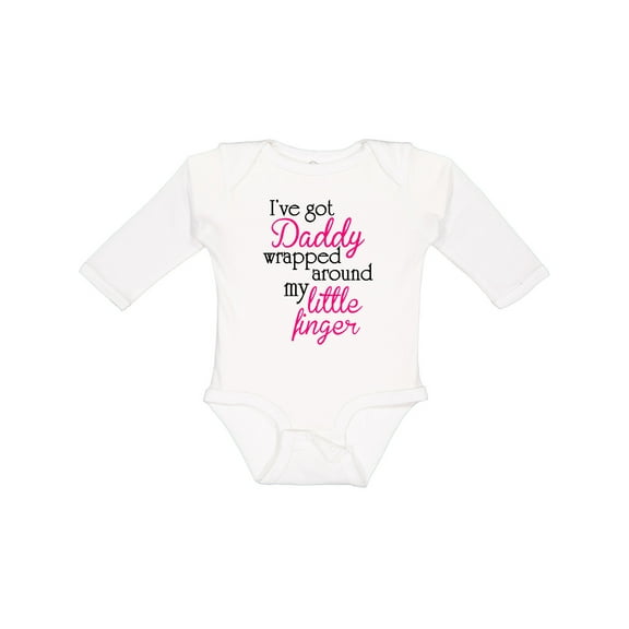 Inktastic I've Got Daddy Wrapped Around My Little Finger Girls Long Sleeve Baby Bodysuit