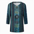 thumbnail image 4 of Towmus Womens Tops 3/4 Sleeve V Neck Cotton Tees Floral Print Fall T Shirts Three Quarter Length Shirts, 4 of 5
