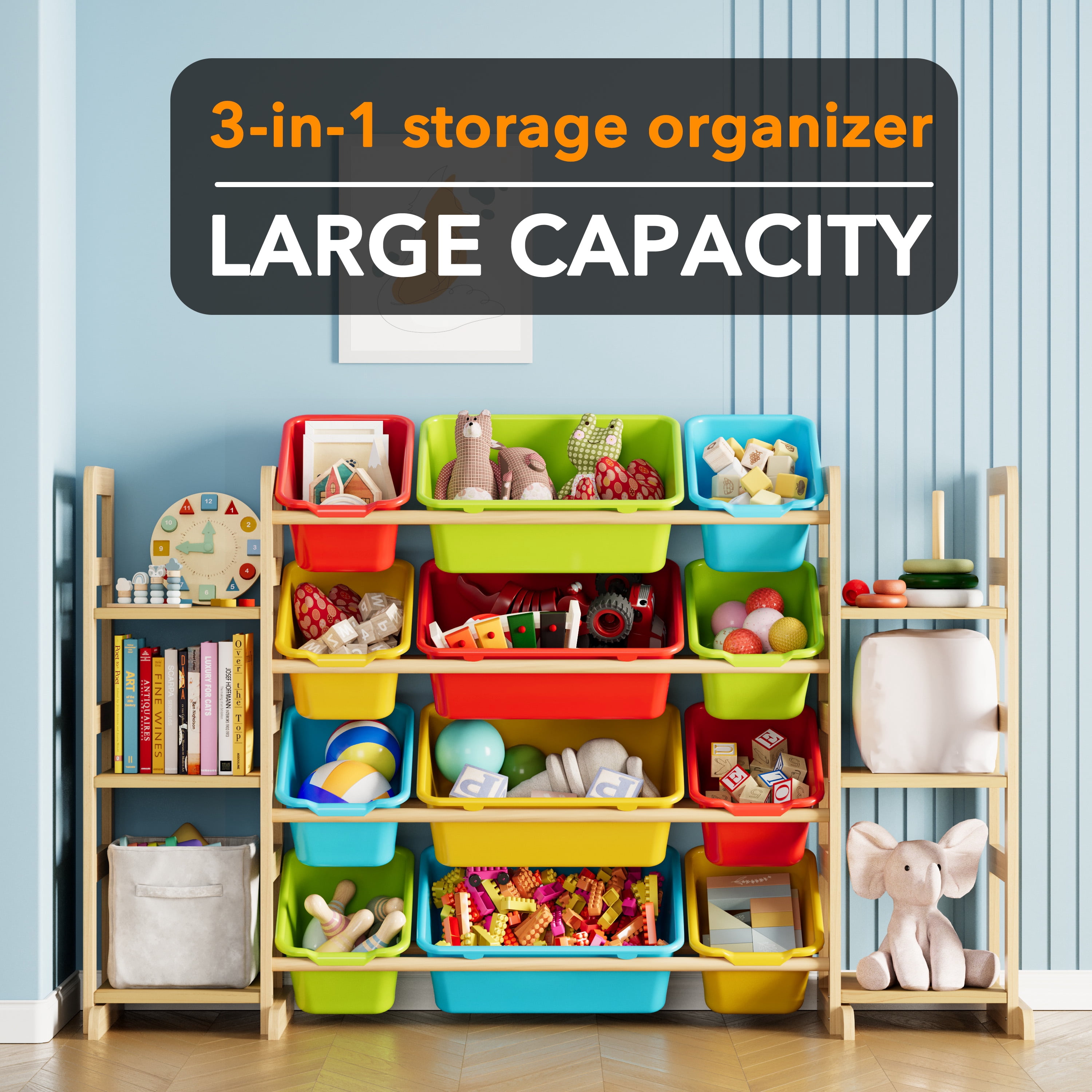 SpaceAid Toy Storage Organizer with 6 Shelves and 12 Bins, Multicolor